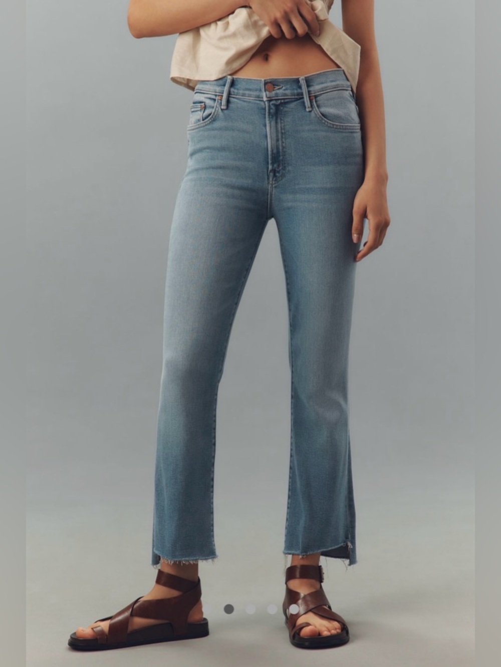 NWT MOTHER The Insider Crop Step Fray Jeans 27P
